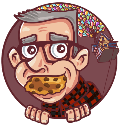 Caricatura de David comiendo galletas